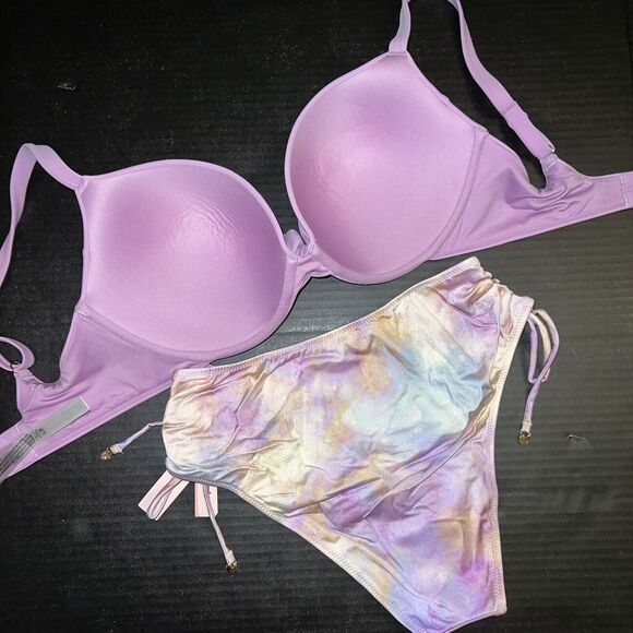 Victoria's Secret 36DD BIKINI M high-waist Bottom Pink LILAC PURPLE ombre - Picture 9 of 9